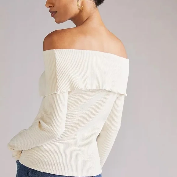 NWT Anthropologie Collared Off Shoulder Top XL - Picture 3 of 5